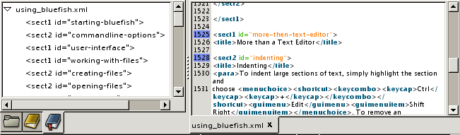 A screen shot showing the bookmarks with Posix regular expression
