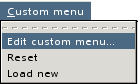 A screen shot of the default custom menu's access
