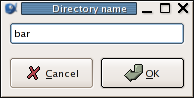 A screen shot showing the Directory name dialog
