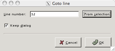 A screen shot showing the Goto Line dialog