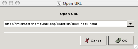 A screen shot showing how to open an URL from the web