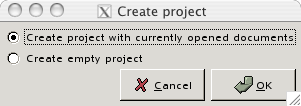 A screen shot of the create project dialog