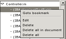 A screen shot showing the contextual menu on bookmark in the side panel