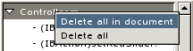 A screen shot showing the contextual menu on a document in the bookmark tab