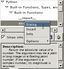 A screen shot of the reference browser contextual menu