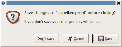 A screen shot showing how to close a modified file