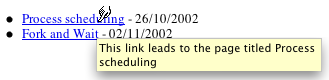 A screen shot of the HTML page after the transformation