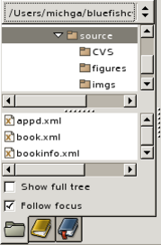 A screen shot of the Bluefish 1.0 file browser