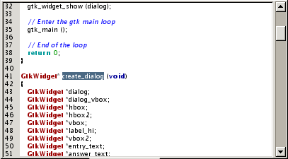 A screen shot showing the result of a find from selection search