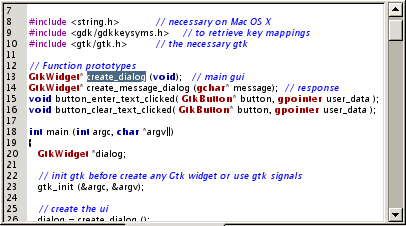 A screen shot showing the selection of a string for subsequent search