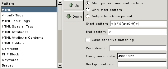 A screen shot of the HTML pattern