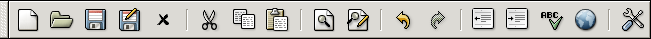 A screen shot of the Bluefish 1.0 main tool bar