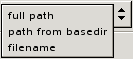 A screen shot of the Bookmarks path pop up menu in Preferences