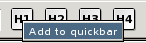 A screen shot showing how to add an element to the Quick bar
