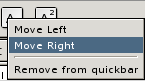 A screen shot showing how to move an element within the Quick bar