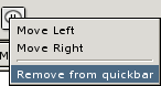 A screen shot showing how to remove an element from the Quick bar