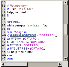 A screen shot showing the search result highlighted in the document window.