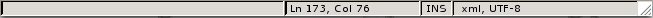 A screen shot of the Bluefish 1.0 status bar
